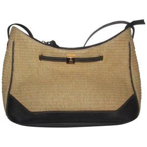 Etienne Aigner Vintage Navy Leather & Raffia
